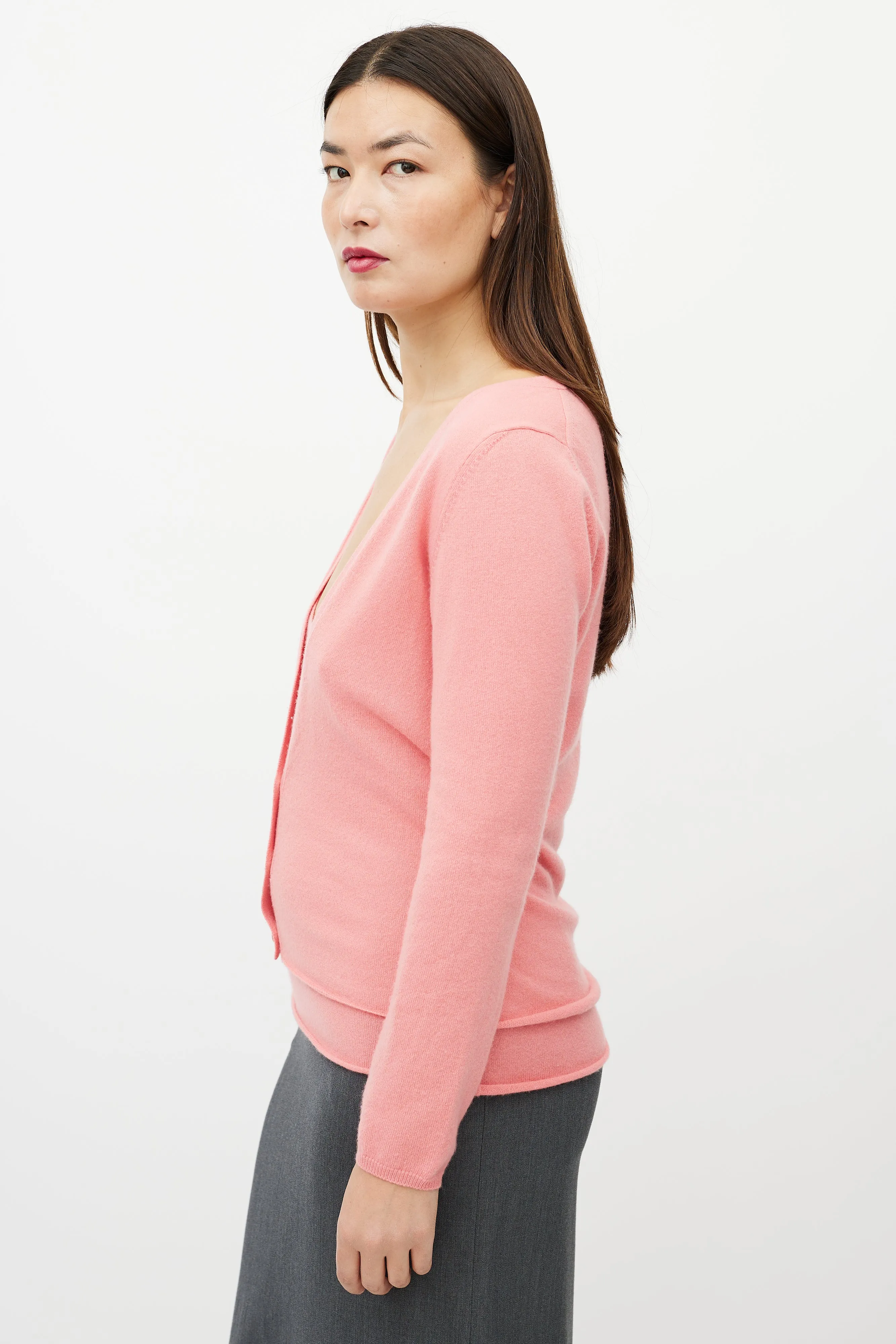 Pink Cashmere Tank & Cardigan Set