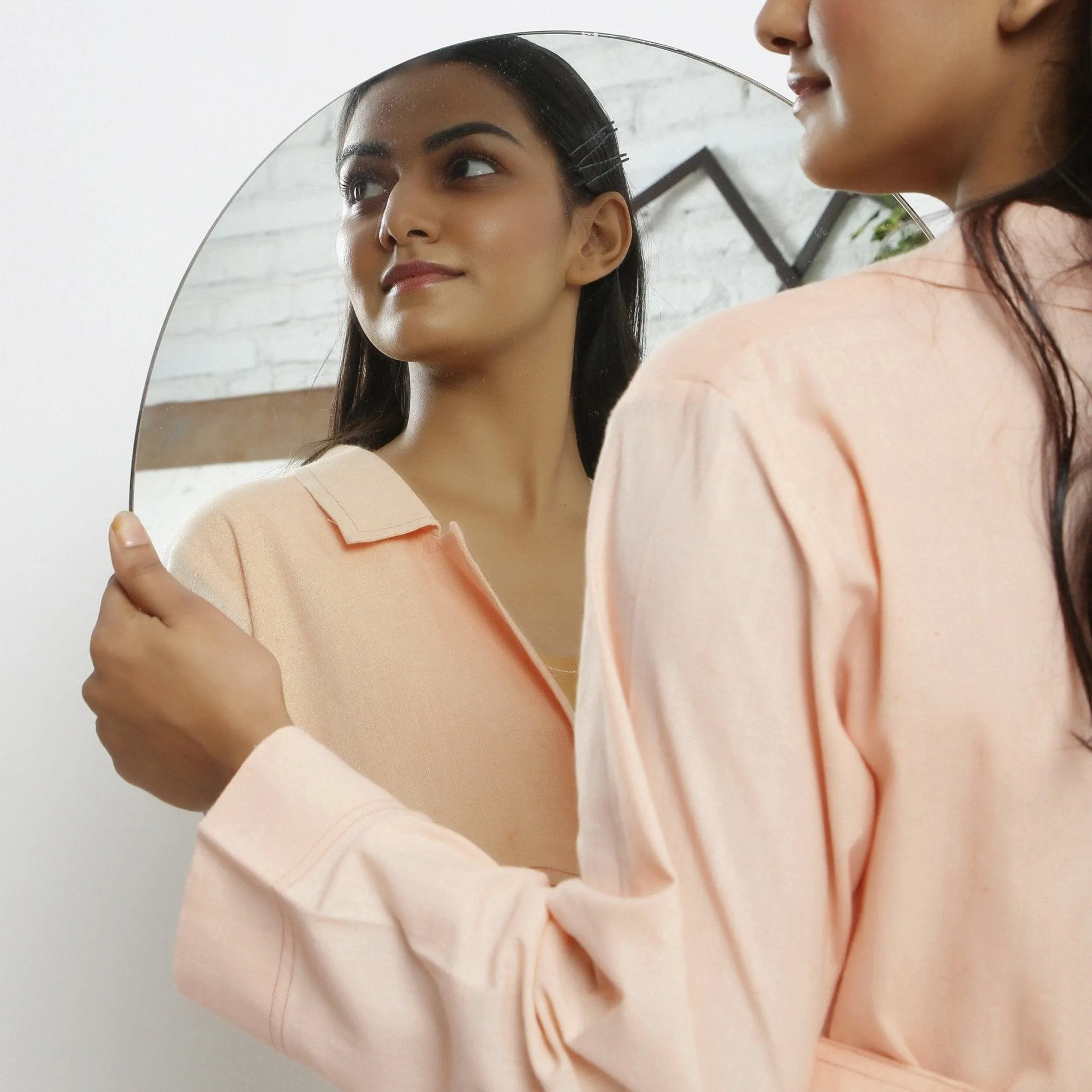 Powder Pink Handspun Cotton Notched Collar Front Open Overlay