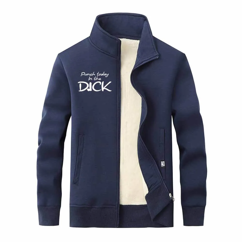 Punch Today In The Dick Stand Collar Zip Fleece Cardigan