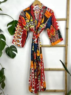 Pure Cotton Handmade Kimono Artisanal Boho House Bath Robe Spring Summer Fashion Cardigan | Beach Cover Up Bridesmaid Dressing Gown Gift Her