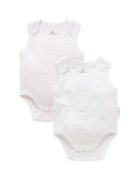 Purebaby Singlet Bodysuit Twin Pack - Pale Pink