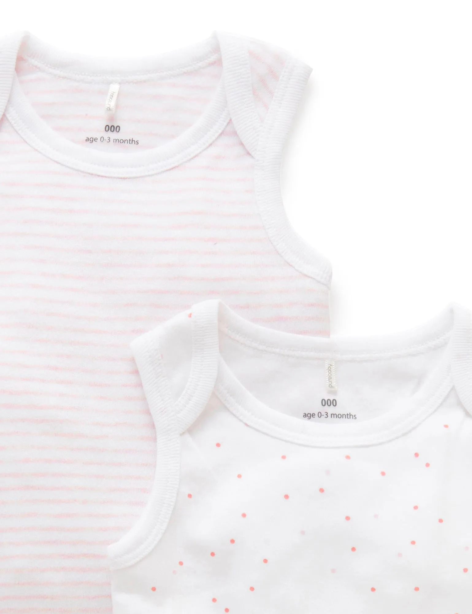 Purebaby Singlet Bodysuit Twin Pack - Pale Pink