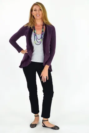 Purple Frilled Hem Cardigan