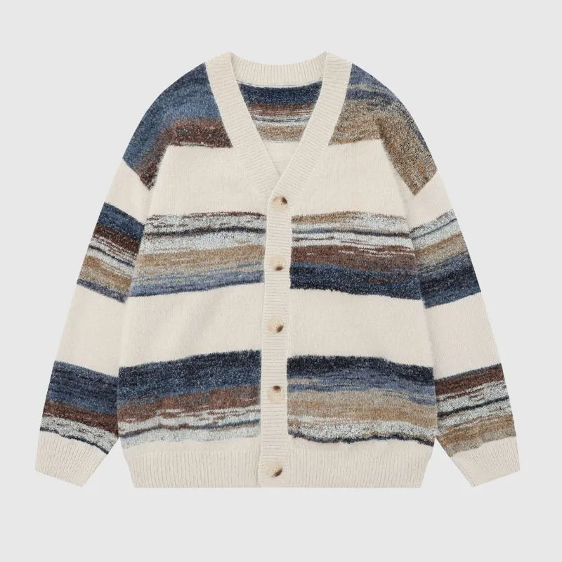 Rainbow Striped Gradient Cardigan