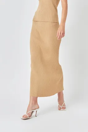 Reba Ribbed Slit Maxi Skirt