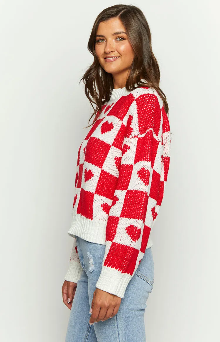 Red Heart Patchwork Jumper