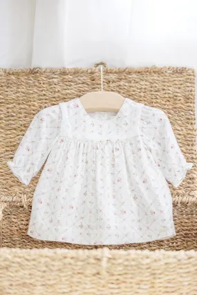 Robe - Ecru coton fleuri