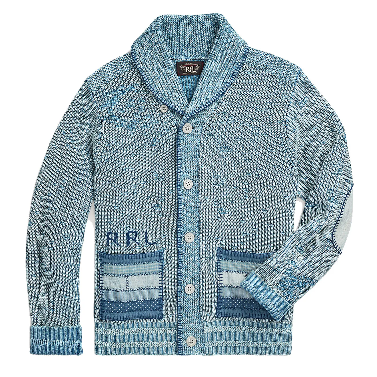 RRL by Ralph Lauren Cotton Linen Cardigan Light Indigo