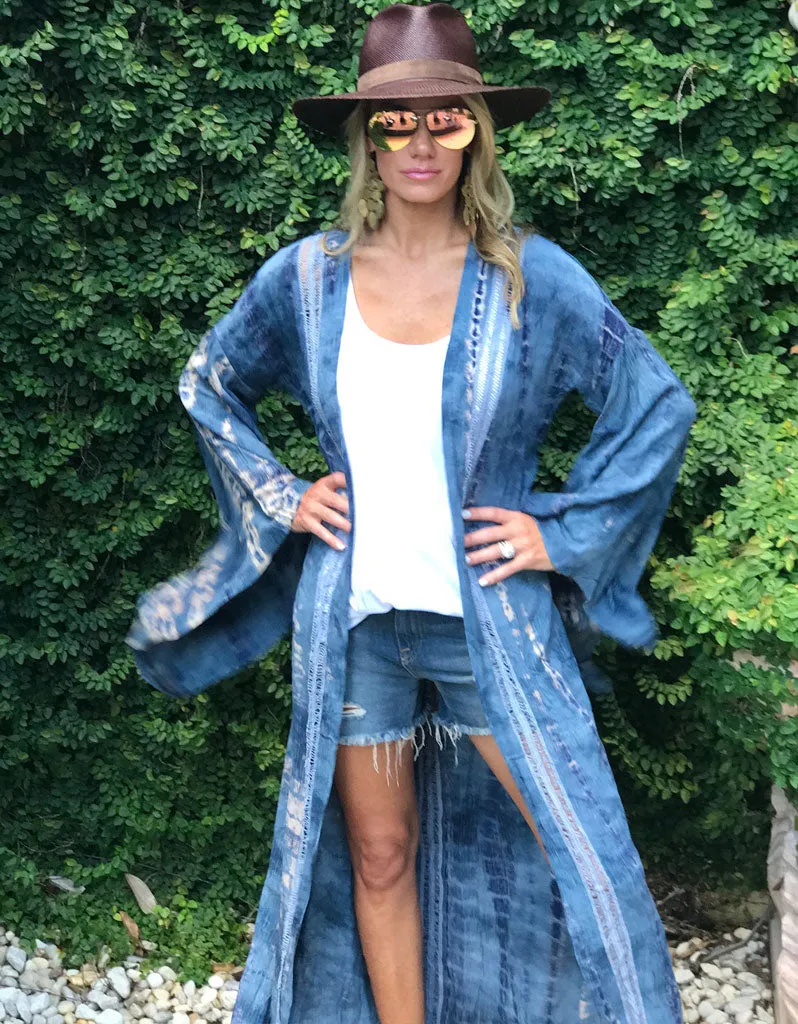 Runway Vagabond Alanis Tie Dye Duster in Blue