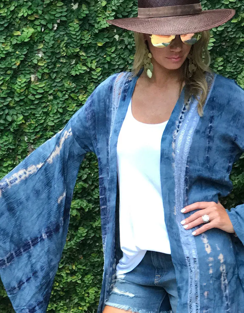 Runway Vagabond Alanis Tie Dye Duster in Blue