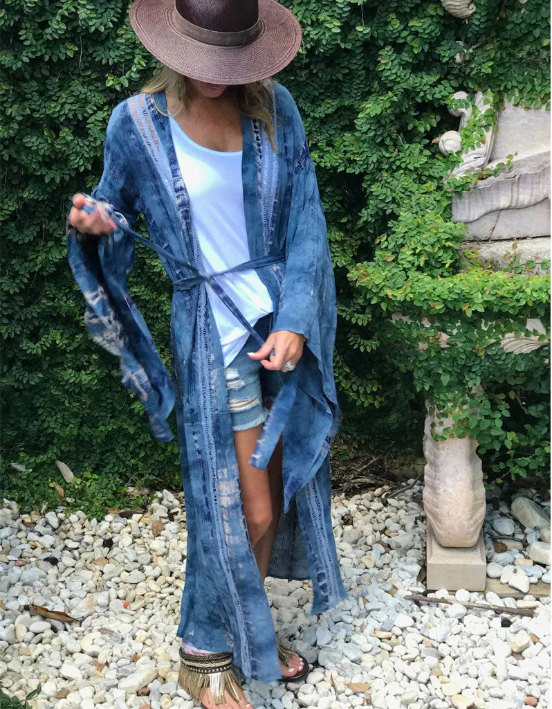 Runway Vagabond Alanis Tie Dye Duster in Blue