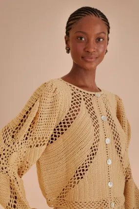 Sand Flower Draw Crochet Cardigan