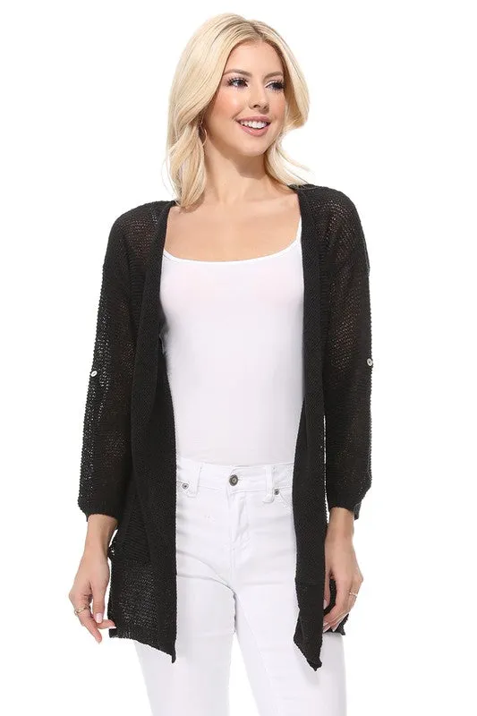 See Through Stitch Sweater Long Cardigan