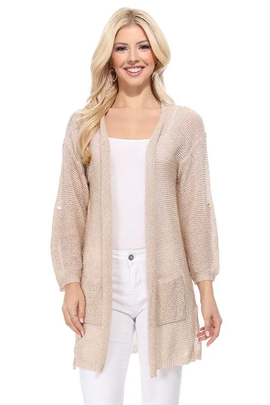 See Through Stitch Sweater Long Cardigan