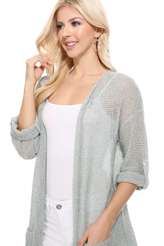 See Through Stitch Sweater Long Cardigan