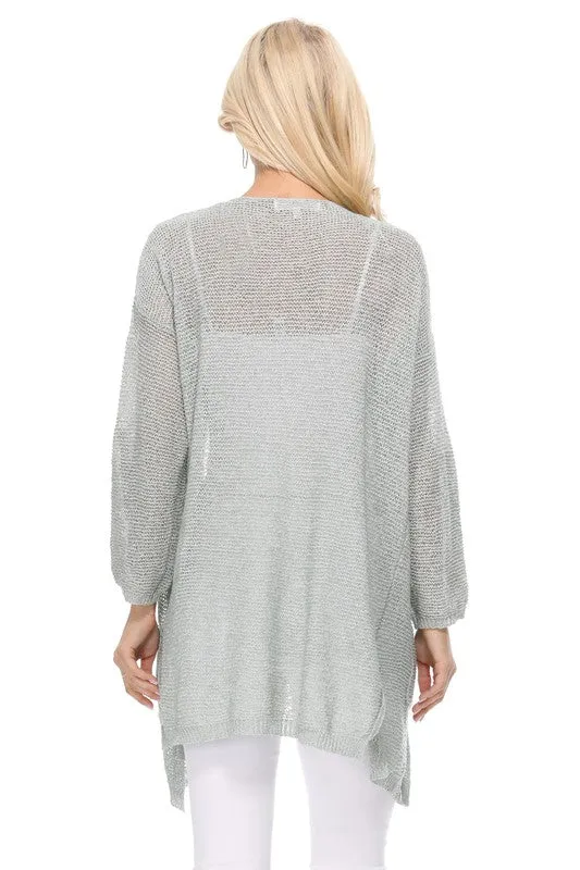 See Through Stitch Sweater Long Cardigan