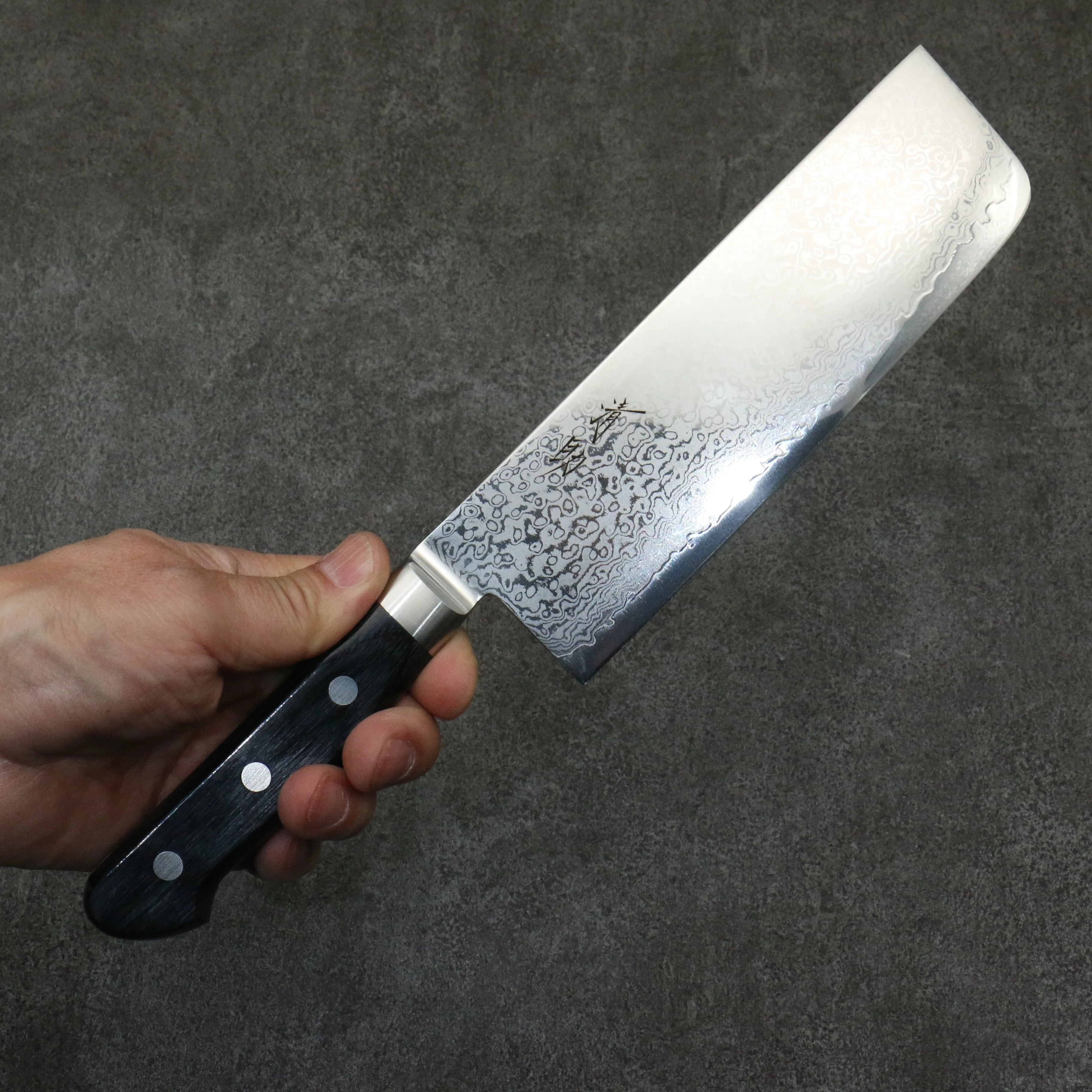 Seisuke VG10 33 Layer Mirrored Finish Damascus Nakiri  165mm Black Pakka wood Handle