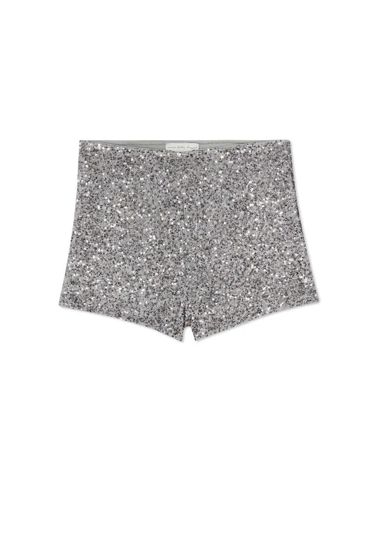 Sequin Hot Pants - Gunmetal Silver