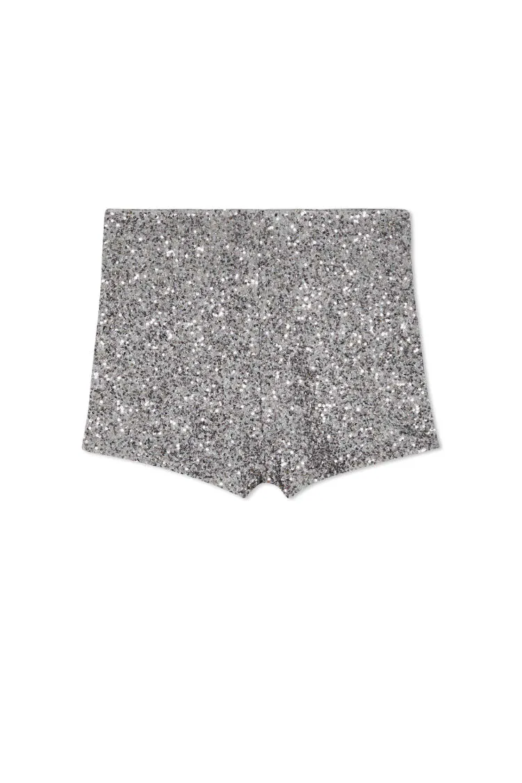 Sequin Hot Pants - Gunmetal Silver