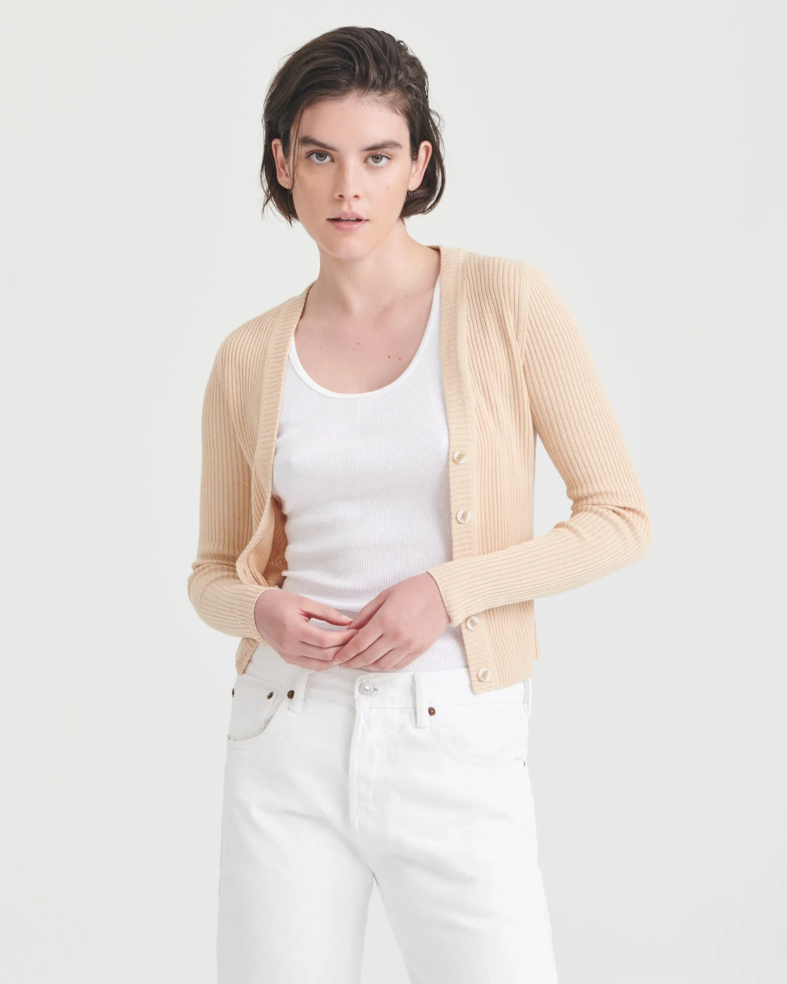 Silk Cashmere Cropped Cardigan