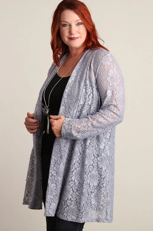 Silver Lace Plus Cardigan