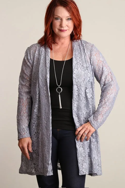 Silver Lace Plus Cardigan