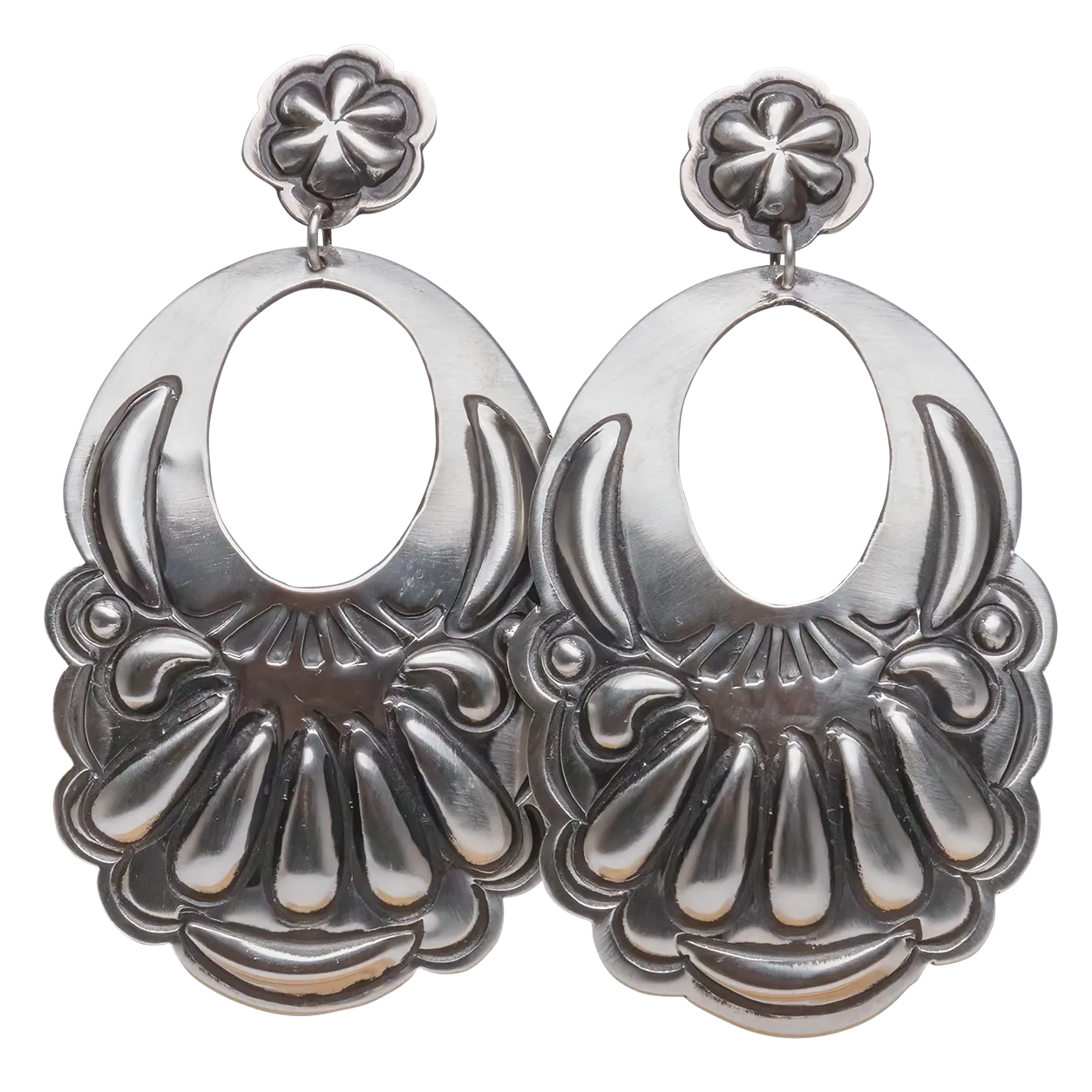 Silver Repossé Earrings | Leander Tahe