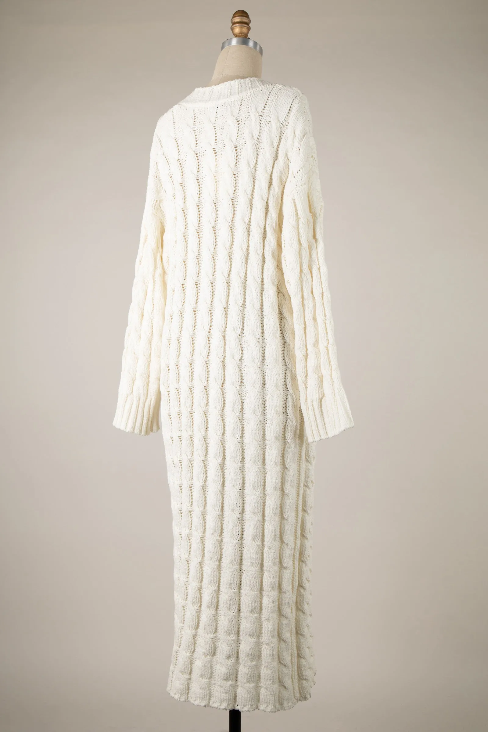 Soft Fluffy Chenille Extra Long Cardigan Pockets