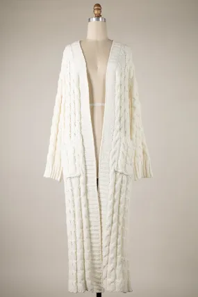 Soft Fluffy Chenille Extra Long Cardigan Pockets