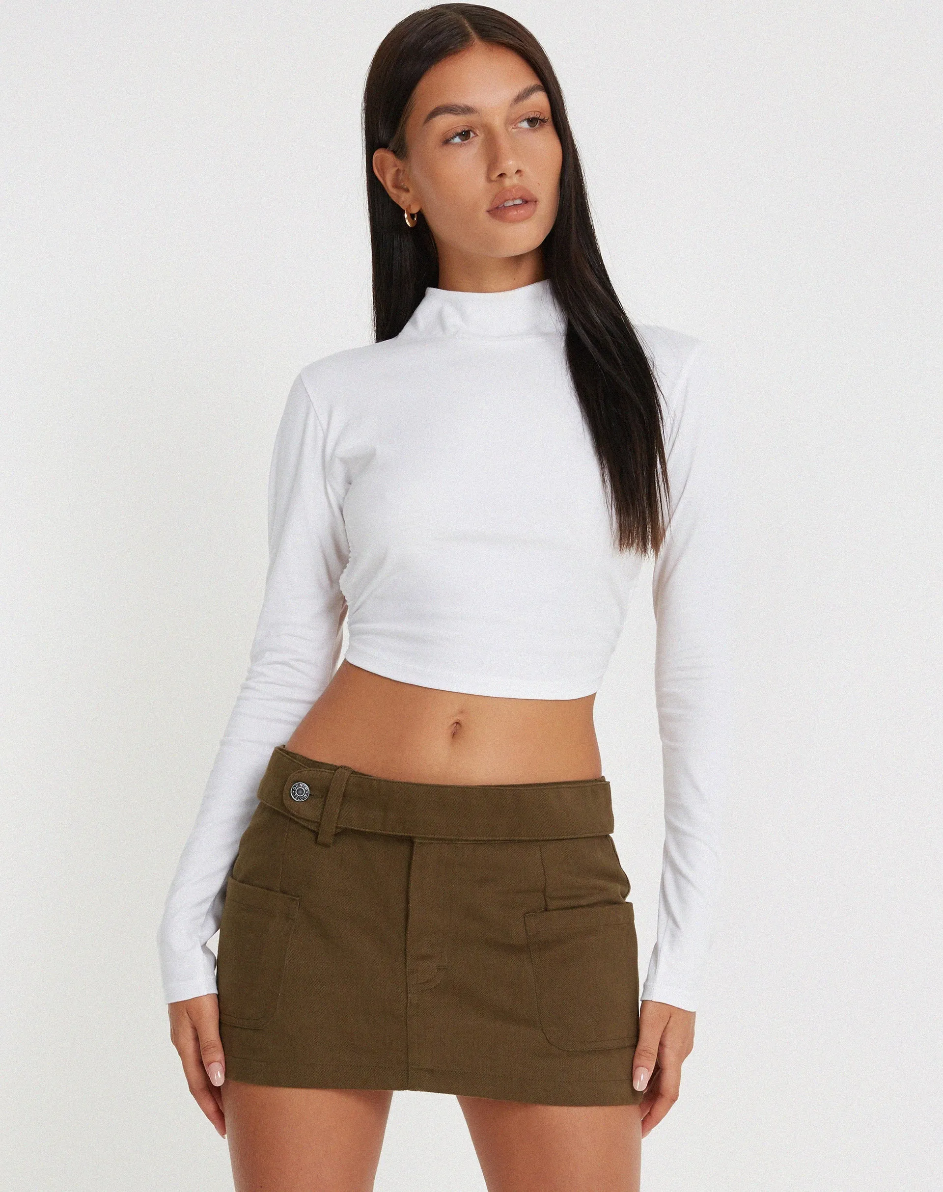 Stina Cargo Mini Skirt in Khaki