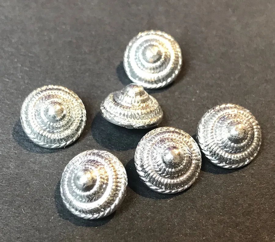 Subtle yet Special.. 12mm Vintage Silver Cone Buttons - 6 of them