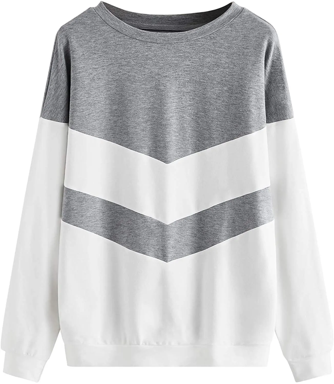 SweatyRocks Women's Casual Sweatshirts Crewneck Long Sleeve Color Block Sweatshirt Pullover Tops