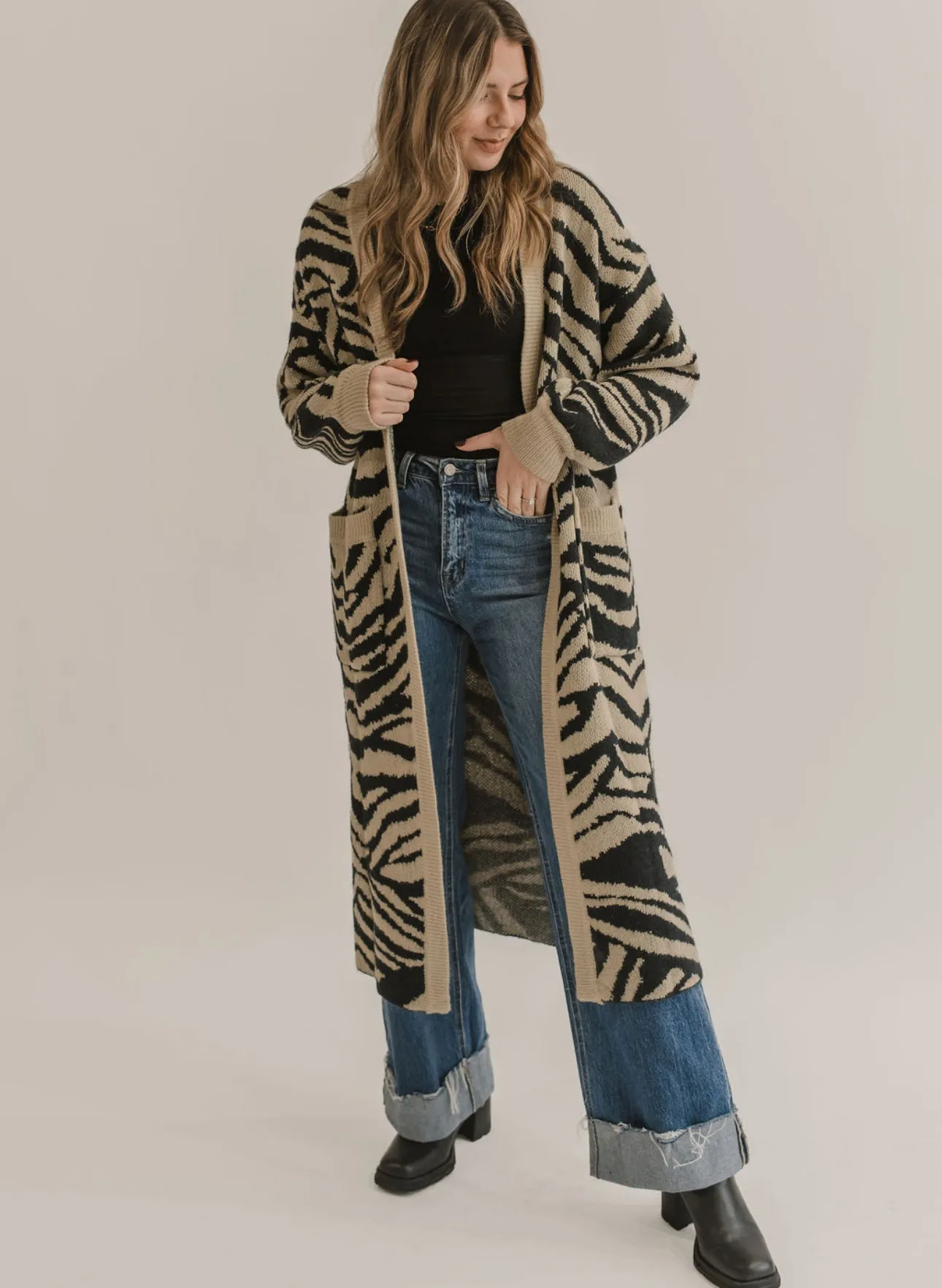 The Animal Print Knit Sweater Cardigan