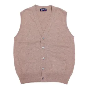 The Beaulieu Cashmere Sleeveless Cardigan - Dark Natural