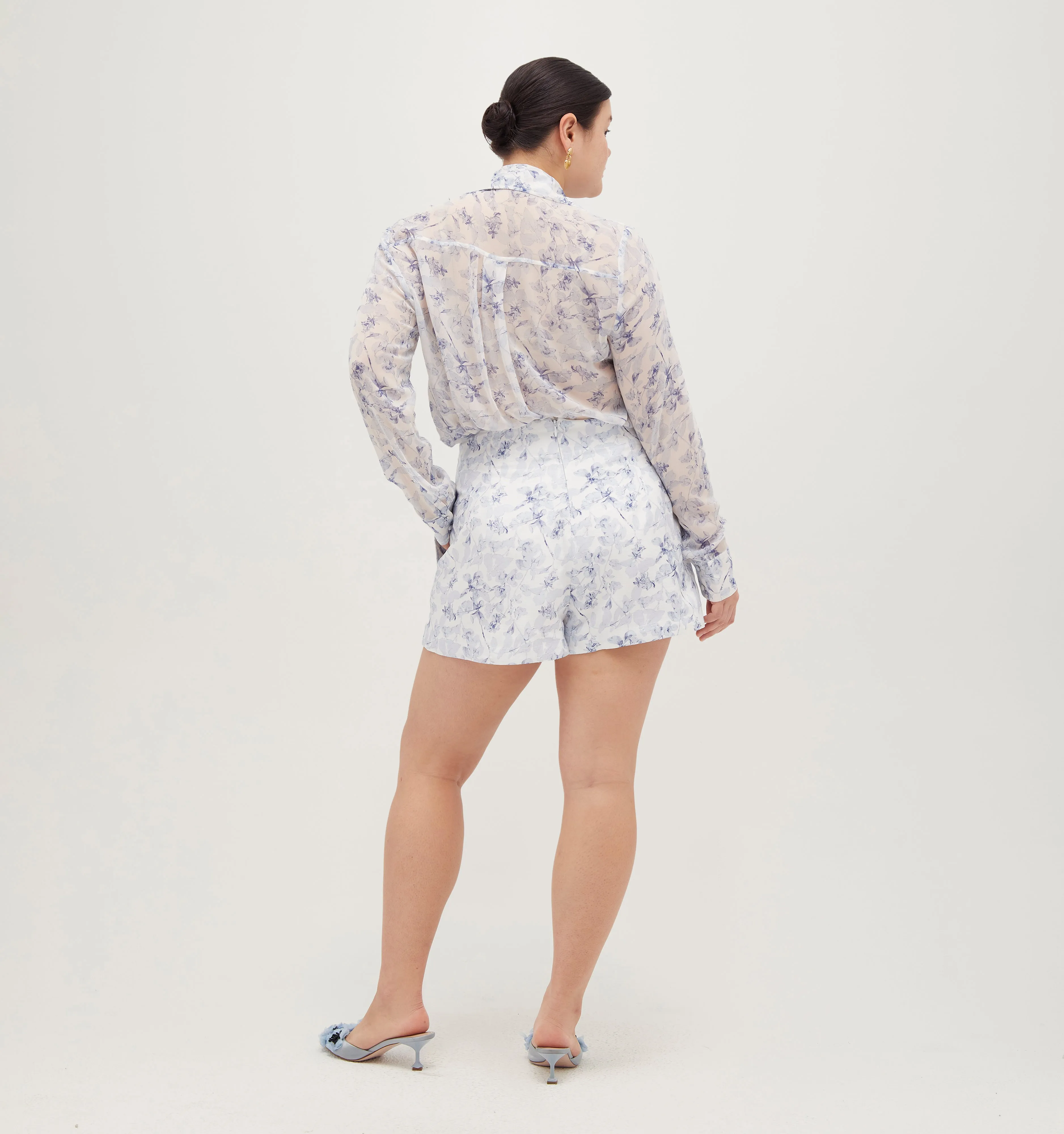 The Lisette Short - Pressed Flowers Satin Faille