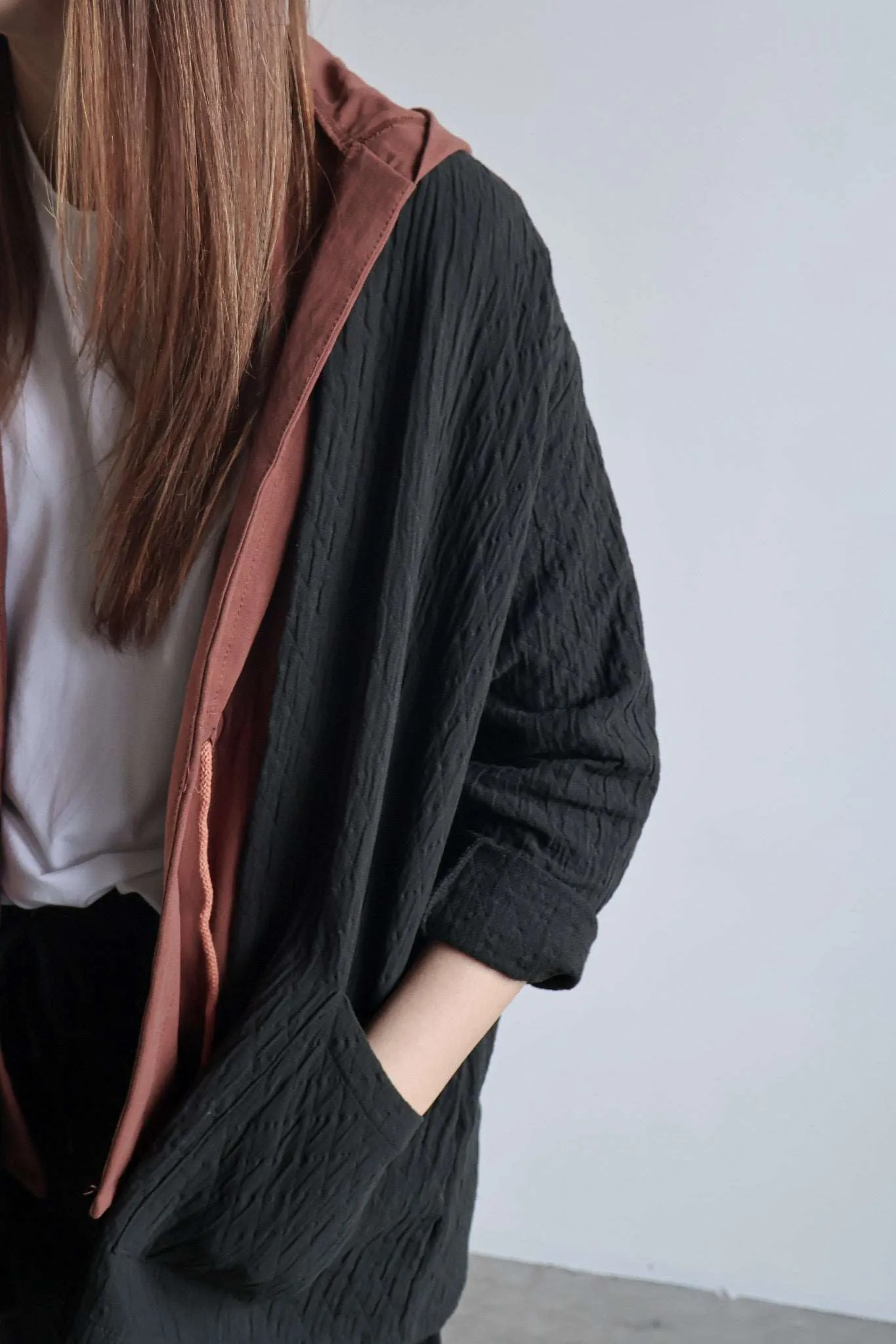 The Organic Cotton Quilted Cardigan in Black