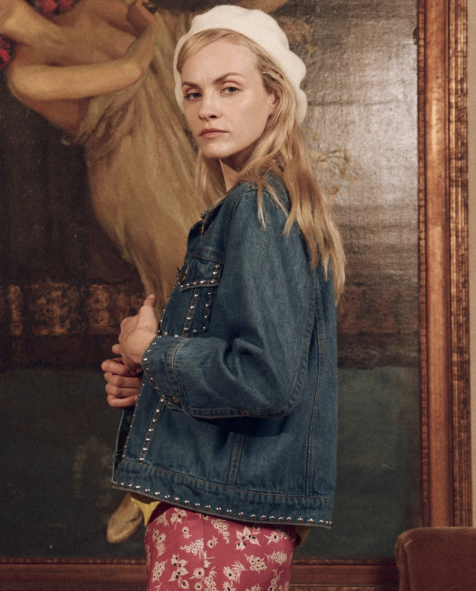 The Studded Denim Jacket. -- Electric Blue Wash