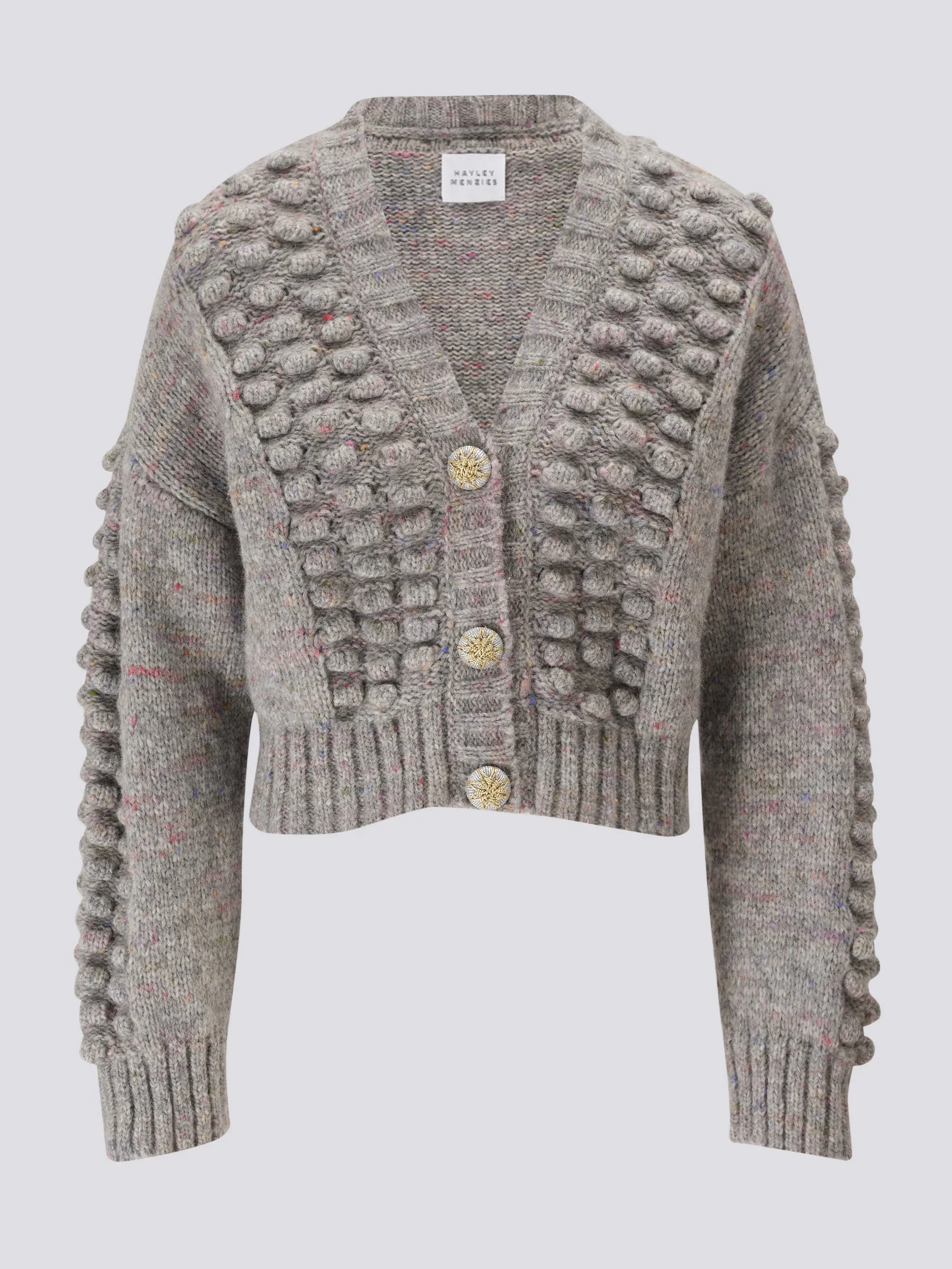 Thunder Clouds Alpaca Bobble Cardigan Grey