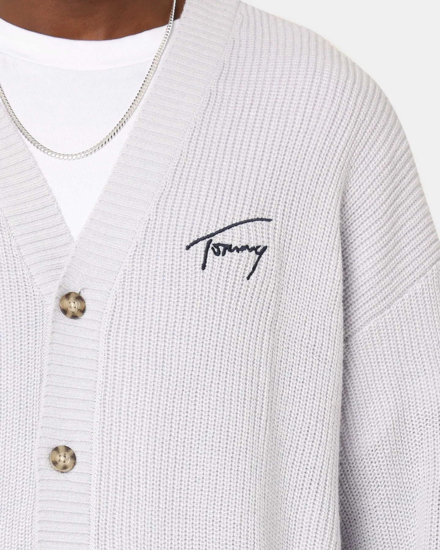 Tommy Jeans Signature Cardigan Silver Grey Heather