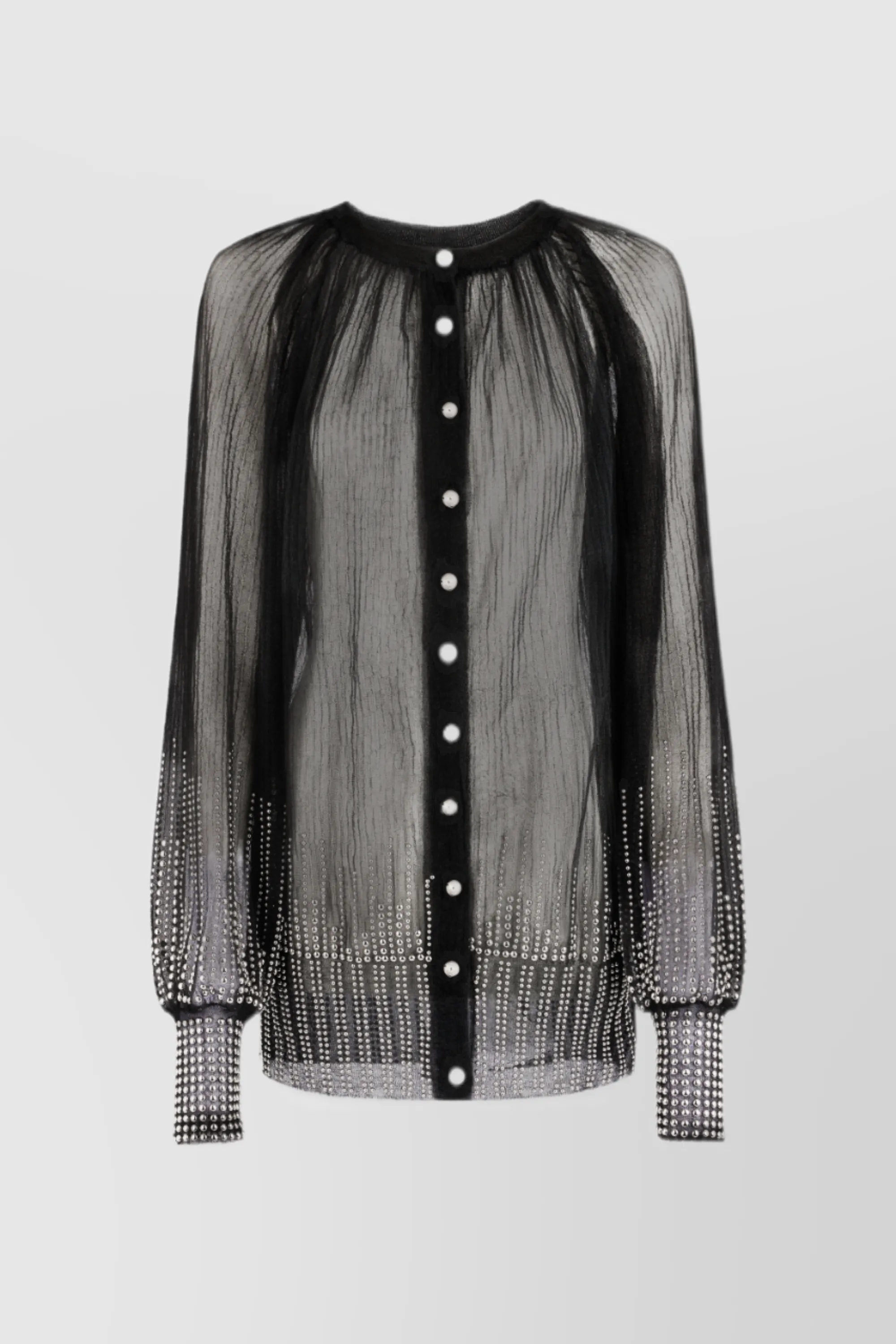 Transparent loose cardigan with silver studs