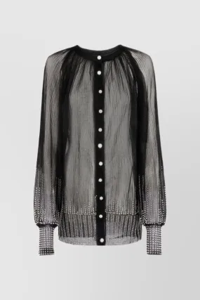 Transparent loose cardigan with silver studs