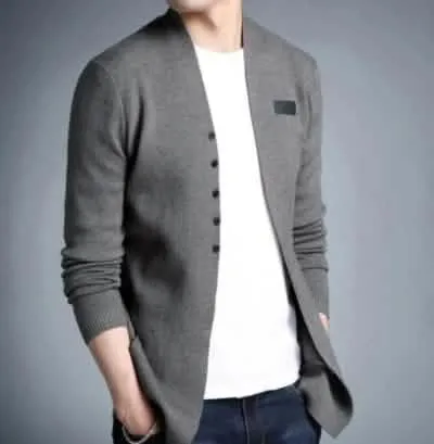 Trendy Men's Casual Slim Fit Cardigan with Decorative Buttons