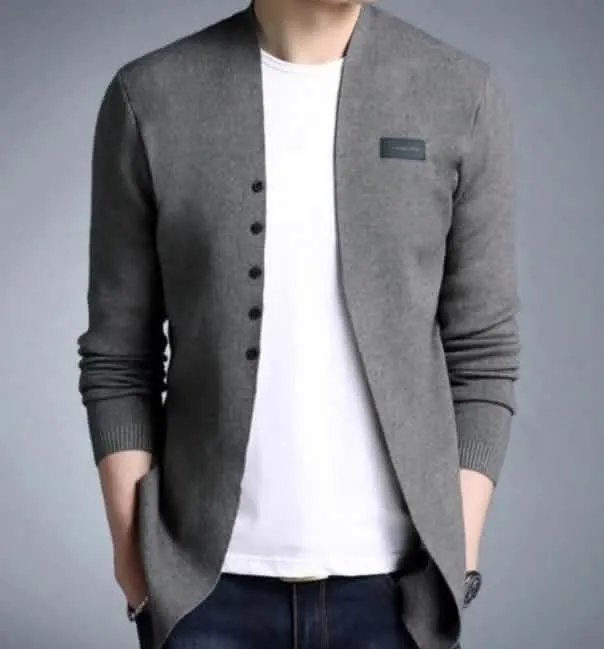 Trendy Men's Casual Slim Fit Cardigan with Decorative Buttons