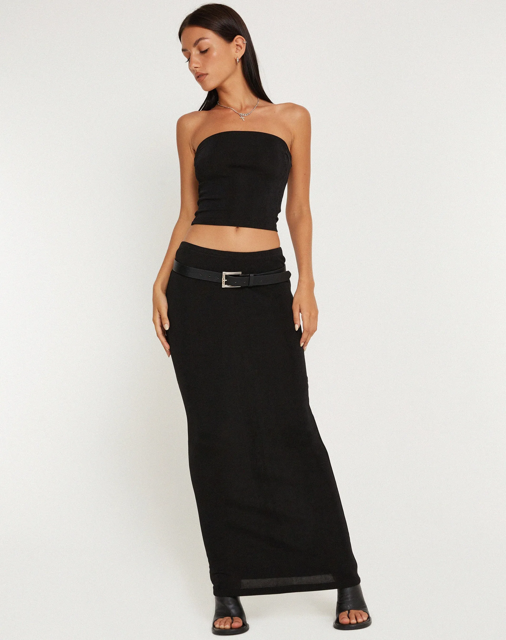 Tulus Low Rise Maxi Skirt in Black