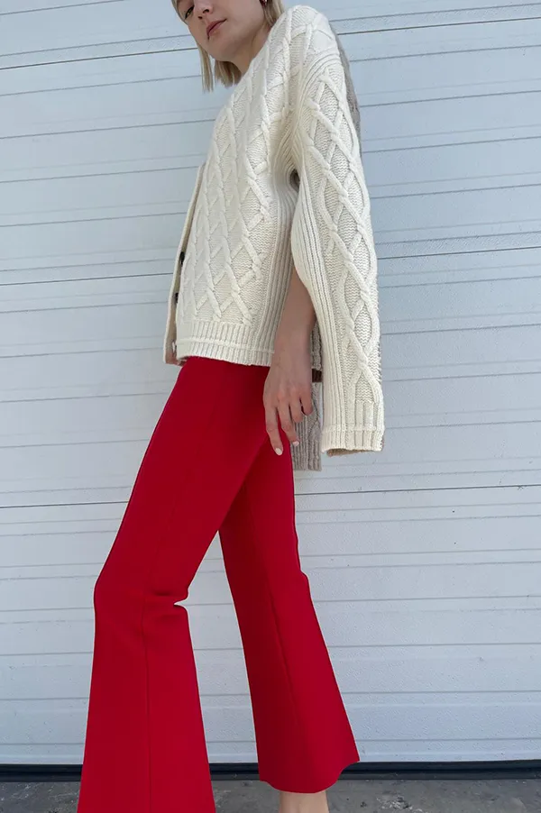 Twisted Cable Cardigan in Ivory/Stone