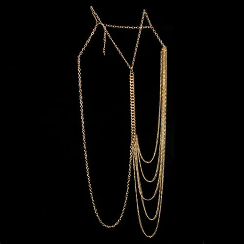 Unbalanced Metal Draped Bodychain Body Chain