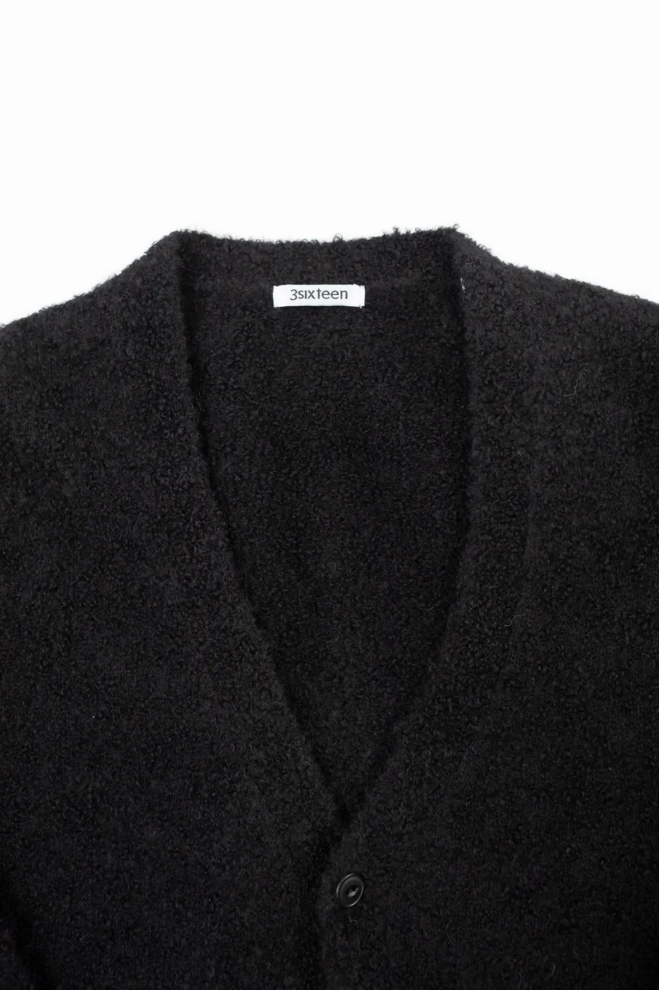 V-Neck Cardigan Boucle Alpaca - Black