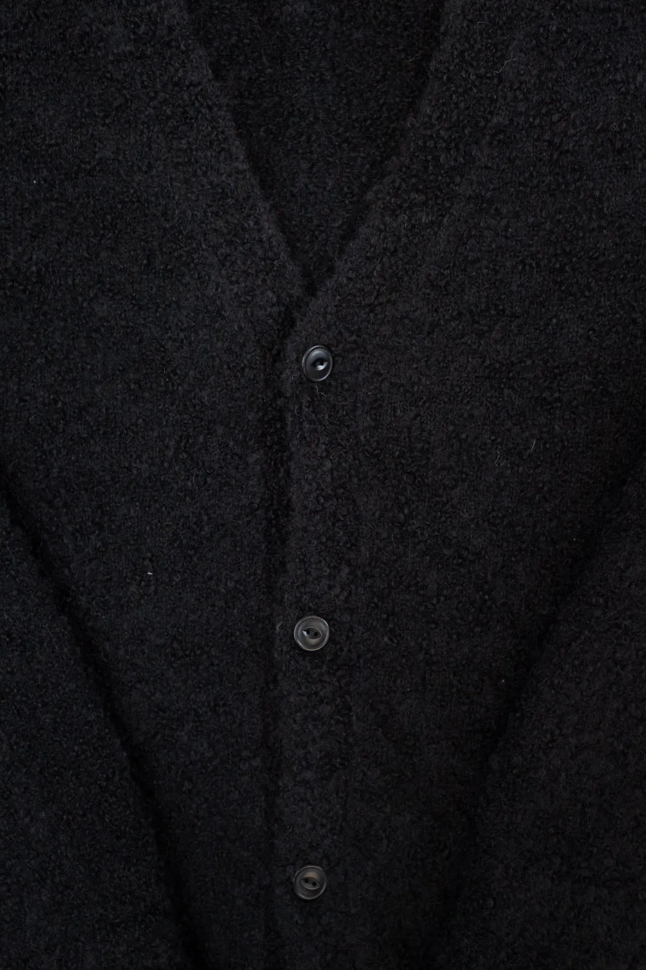 V-Neck Cardigan Boucle Alpaca - Black