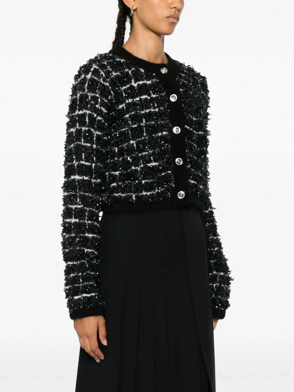 Versace Black & White Croc Jacquard Cardigan