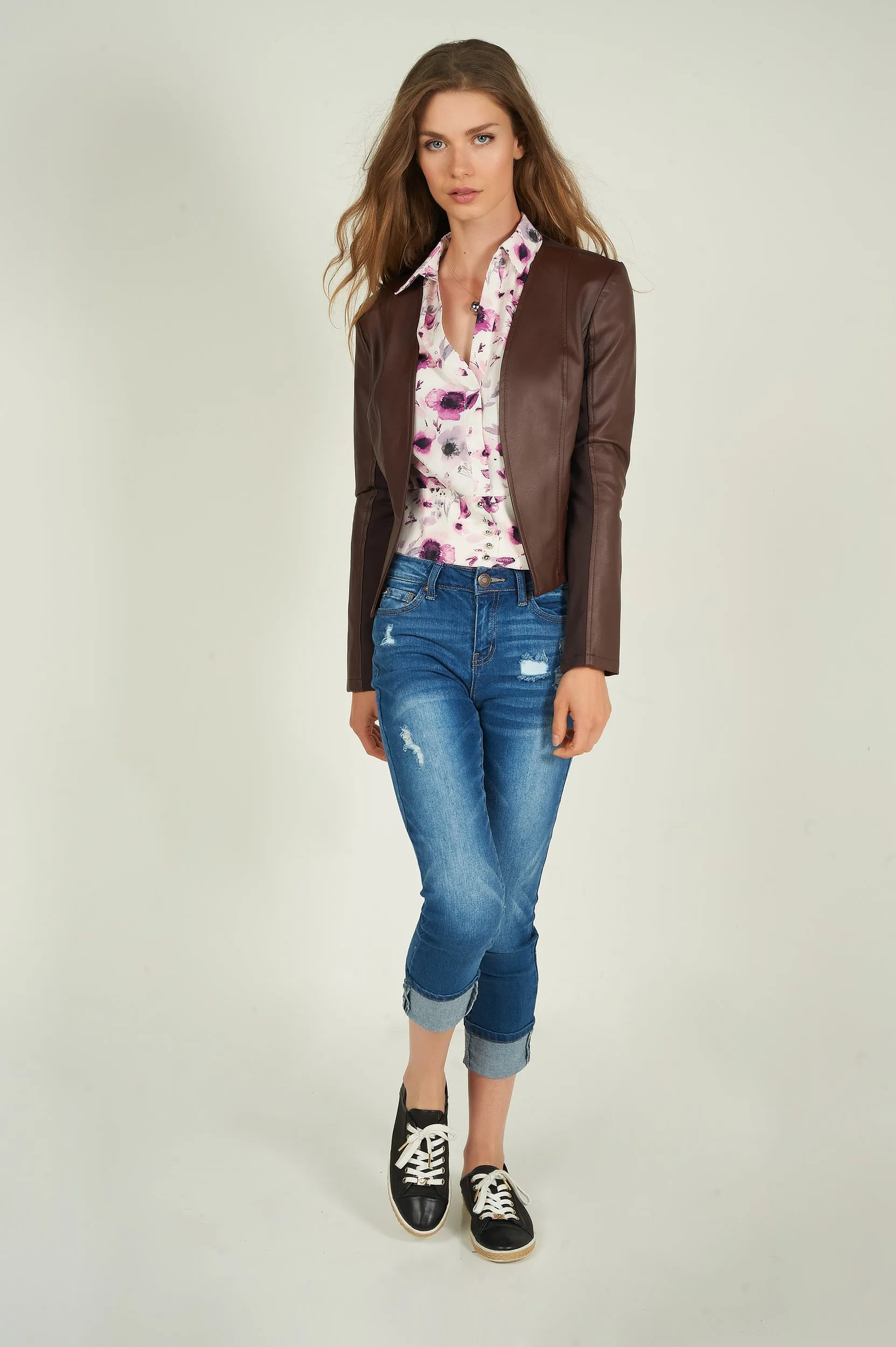 Veste courte en faux cuir - EVELINE-F24 - (R-B20)